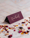 Claret Folded Place Cards - Wedding / Event Place Settings