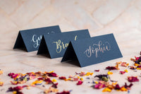 Imperial Blue Folded Place Cards - Wedding / Event Place Settings / Navy Blue