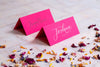 Hot Pink Folded Place Cards - Wedding / Event Place Settings