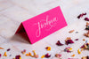 Hot Pink Folded Place Cards - Wedding / Event Place Settings