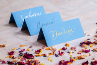 New Blue Folded Place Cards - Wedding / Event Place Settings
