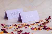 Lavender Folded Place Cards - Wedding / Event Place Settings / Lilac / Pastel