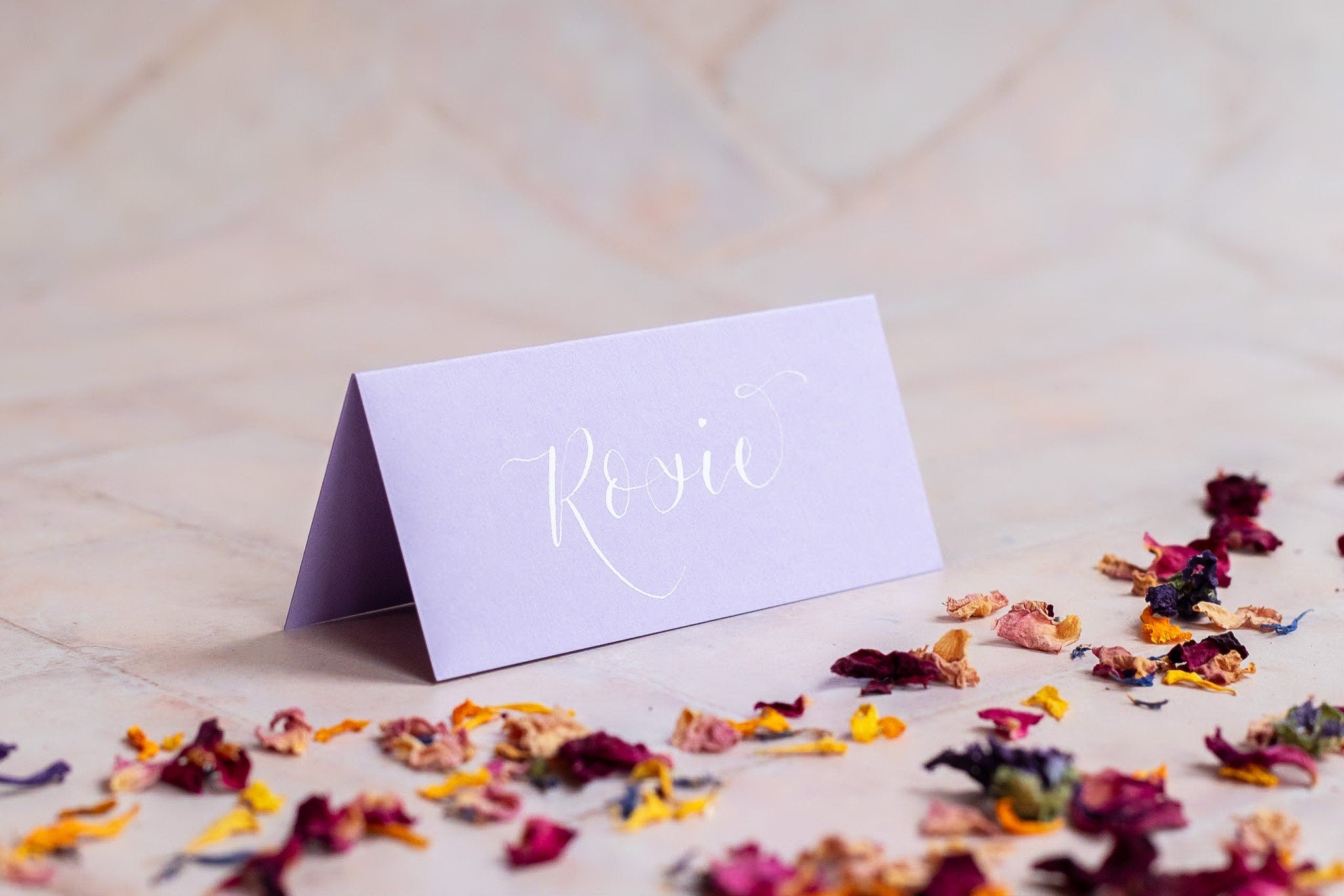 Lavender Folded Place Cards - Wedding / Event Place Settings / Lilac / Pastel