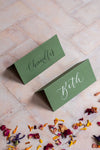 Mid Green Folded Place Cards - Wedding / Event Place Settings / Khaki