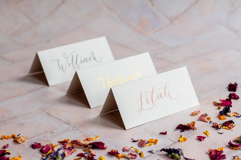 Mist Folded Place Cards - Wedding/Event Place Settings / Natural / Beige / Cream