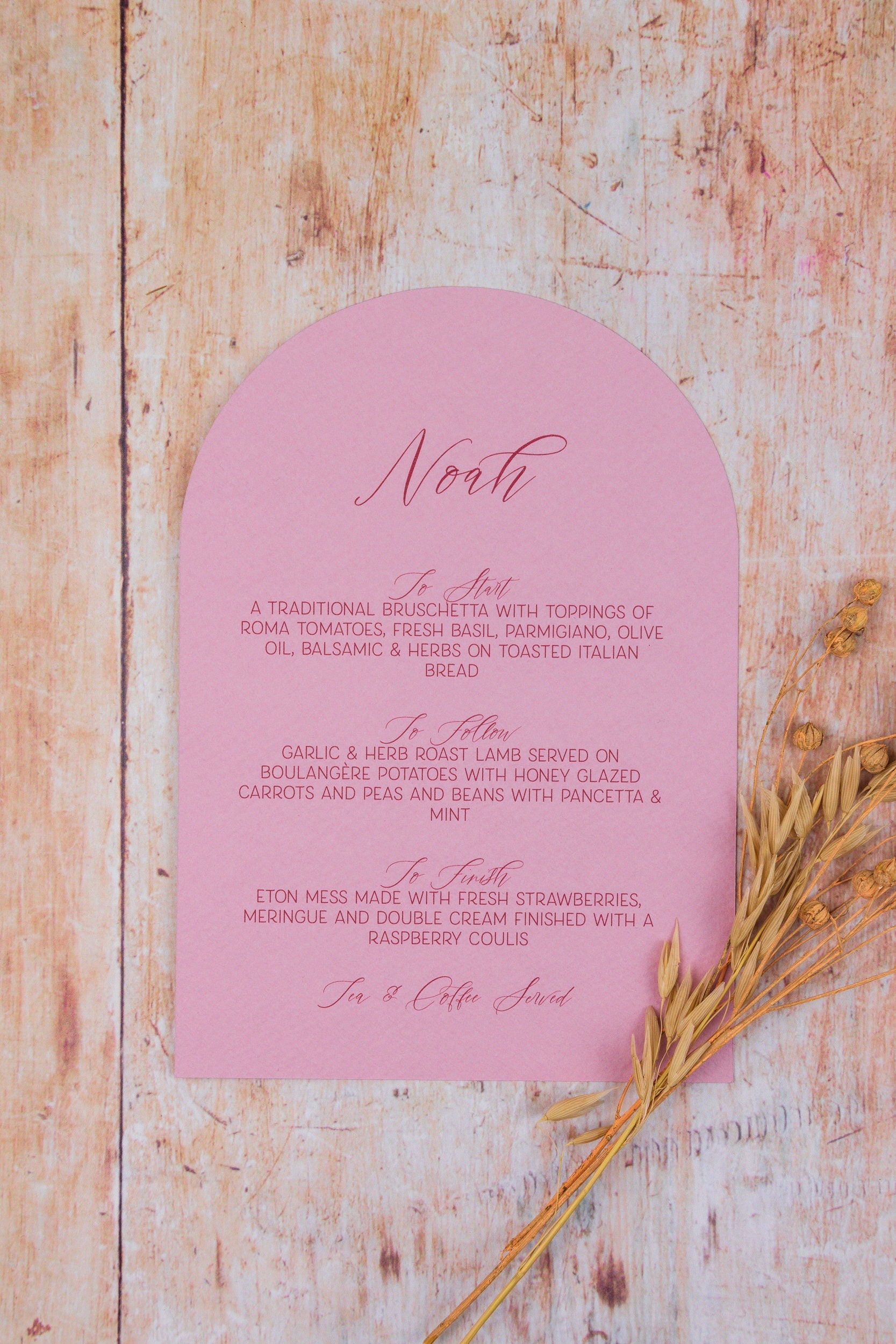 Personalised Arch Wedding Menu - Wedding Stationery / Event Stationery / Place Settings / Wedding Table