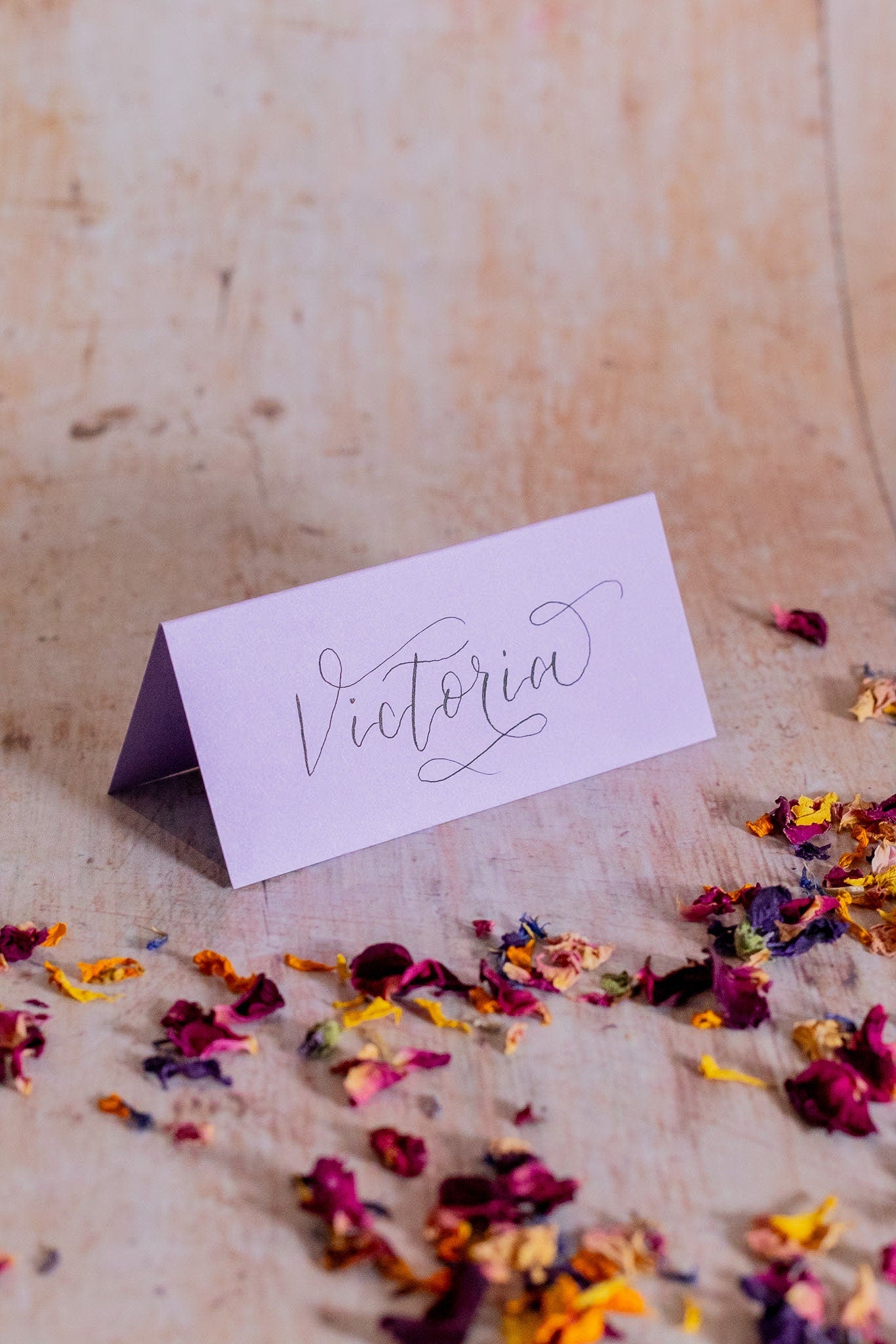 Lavender Folded Place Cards - Wedding / Event Place Settings / Lilac / Pastel