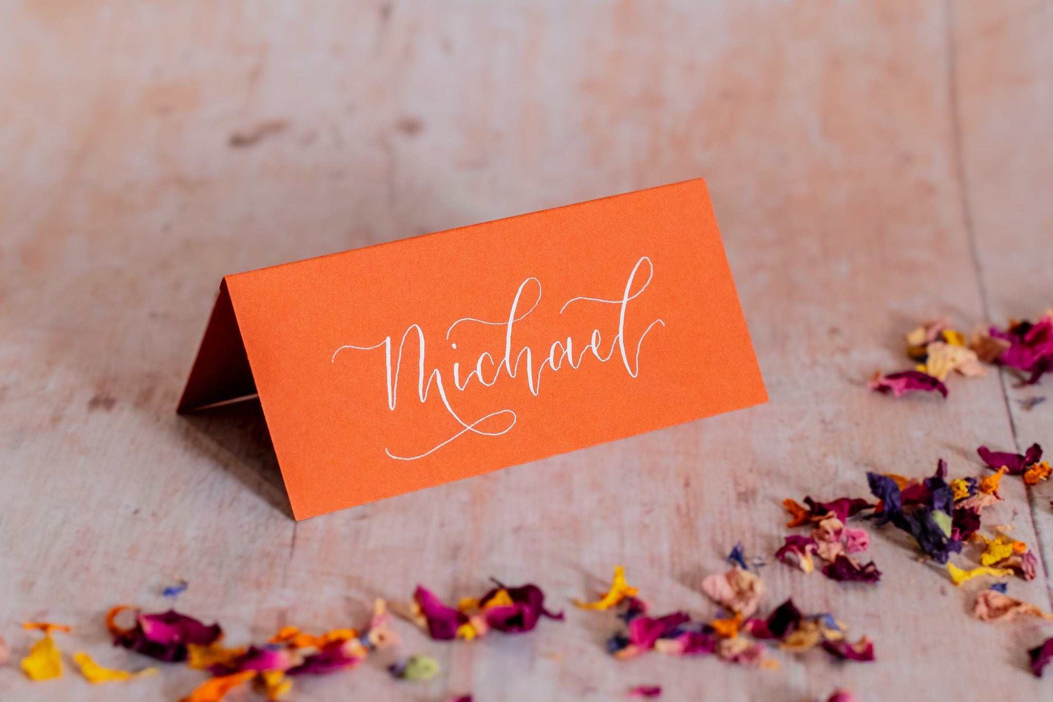 Rust Orange Folded Place Cards - Wedding / Event Place Settings