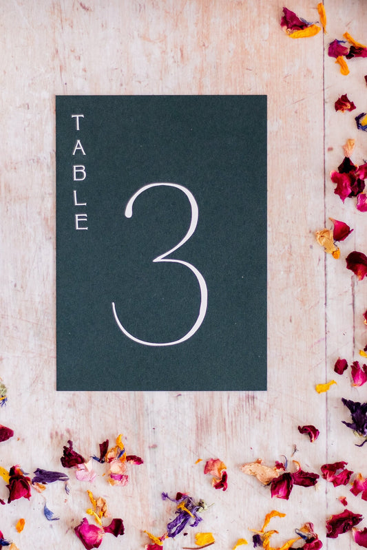 Racing Green Table Numbers / Table Names - Personalised Wedding / Event Stationery