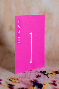 Hot Pink Table Numbers / Table Names - Personalised Wedding / Event Stationery