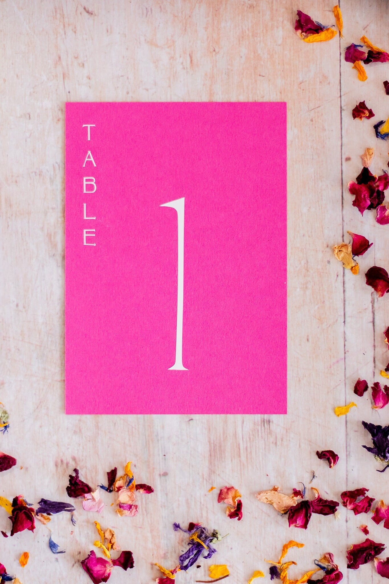 Hot Pink Table Numbers / Table Names - Personalised Wedding / Event Stationery