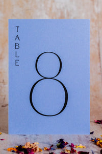 New Blue Table Numbers / Table Names - Personalised Wedding / Event Stationery