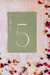 Mid Green Table Numbers / Table Names - Personalised Wedding / Event Stationery