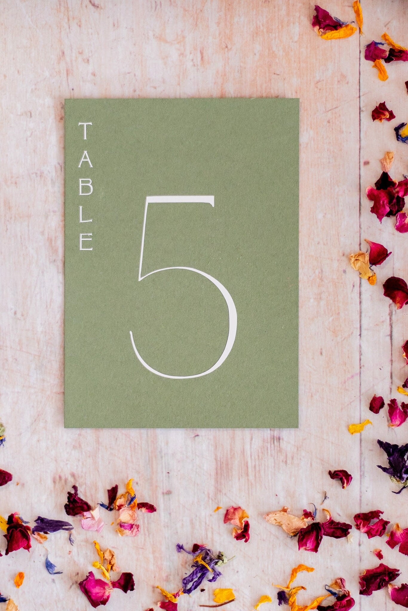 Mid Green Table Numbers / Table Names - Personalised Wedding / Event Stationery