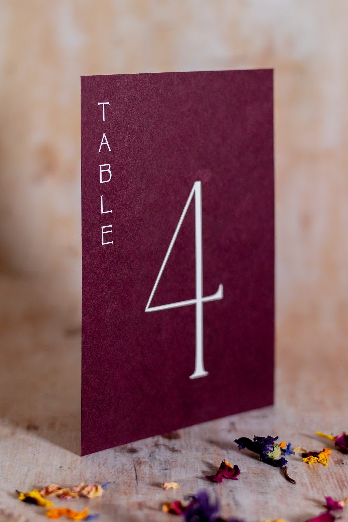 Claret Table Numbers / Table Names - Personalised Wedding / Event Stationery